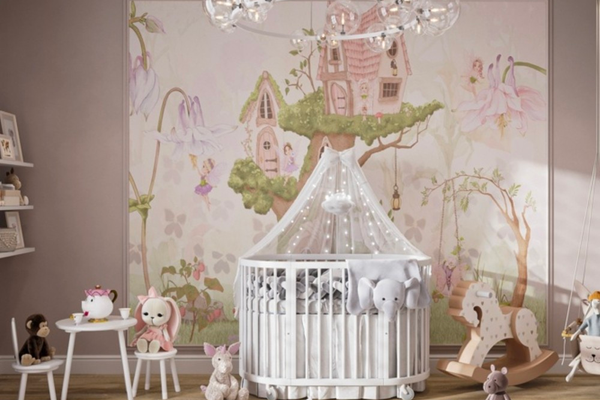 Childs cot in a nursery